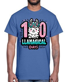 one hundred Llamagical Days 592#- one hundred days- Cotton Tee