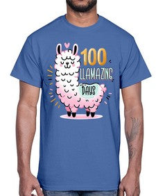one hundredth Day of School Llama 599#- one hundred days- Cotton Tee