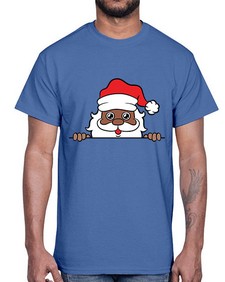 peekaboo black santa 19#- black boys or men- Cotton Tee