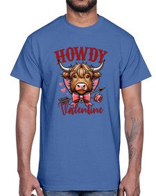 retro vintage howdy valentine bow 1016#- western- Cotton Tee