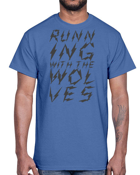 running with the wolves- wolf- Cotton Tee