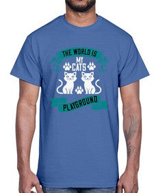 the world is my cats playground Style 119#- cats- Cotton Tee