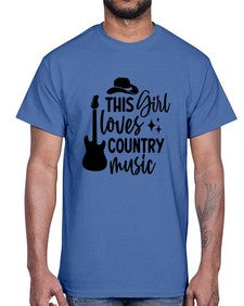 this girl loves country music 1163#- western- Cotton Tee