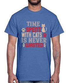 time spend with cat is never wasted Style 121#- cats- Cotton Tee