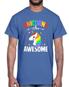 unicorns are awesome 520#- unicorn- Cotton Tee