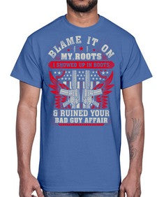 veteran showed up in boots 1198#- western- Cotton Tee