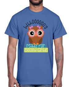 whooos ready for second grade girl 1008#- second grade- Cotton Tee