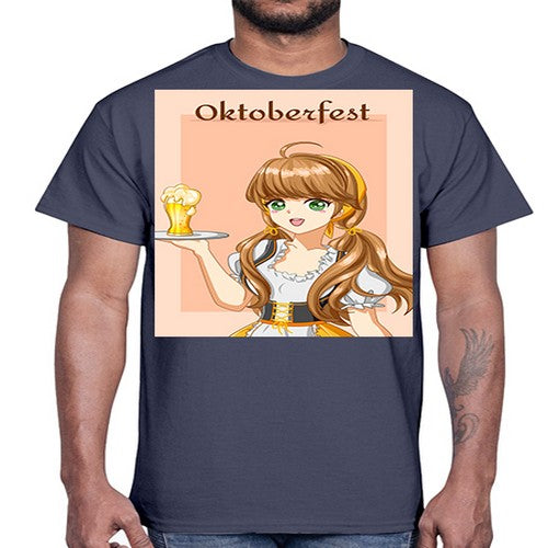 A beautiful girl with beer happy at celebrating the oktoberfest 87#- anime- Cotton Tee