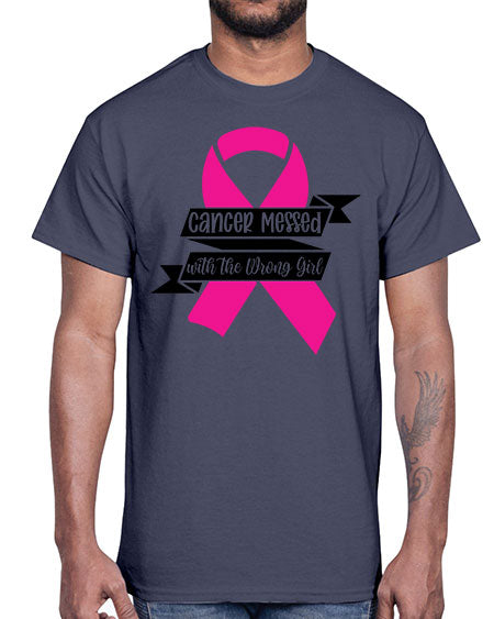 Cancer Messed with the Wrong Girl 30#- breast cancer- Cotton Tee
