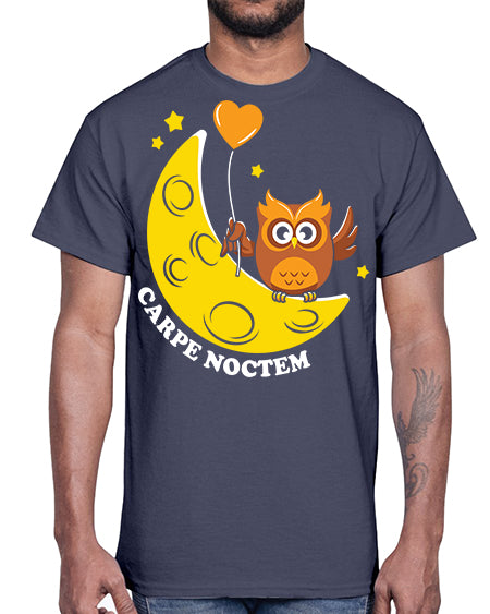 Carpe Noctem Moon Stars Owl A TurtleRabbit 1#- owl- Cotton Tee