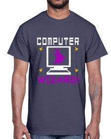 Computer wizard 52#- computer- Cotton Tee