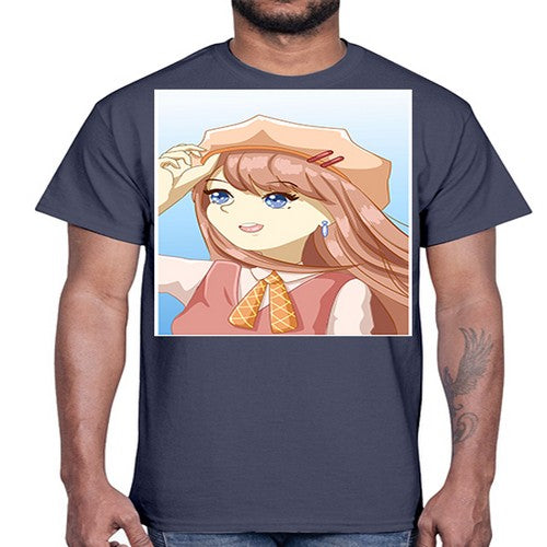 Cute beautiful and funny girl with hat 66#- anime- Cotton Tee