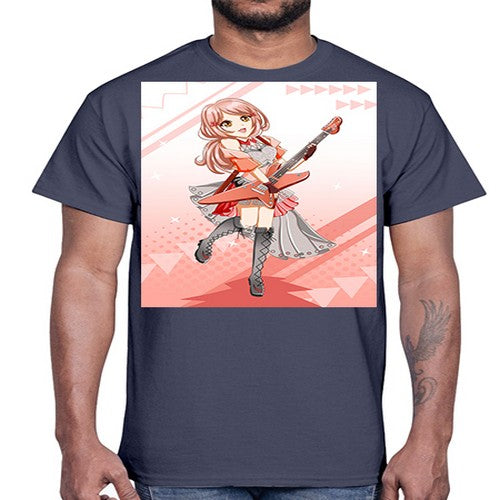Cute rock star girl with guitar game 17#- anime- Cotton Tee