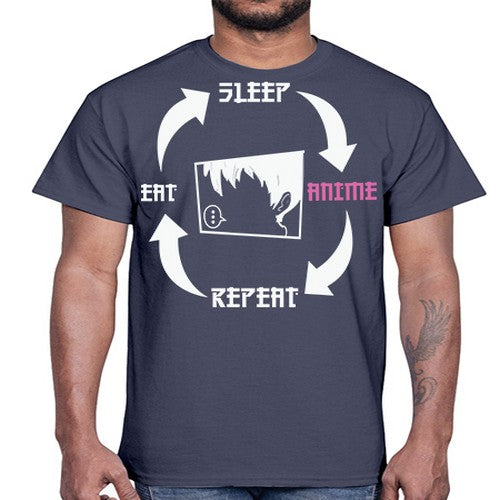 Eat Sleep Anime Repeat Anime Anime 226#- anime- Cotton Tee
