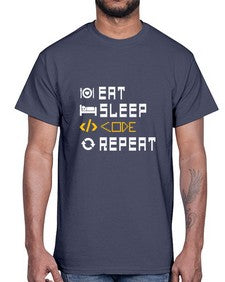 Eat sleep code repeat 49#- computer- Cotton Tee