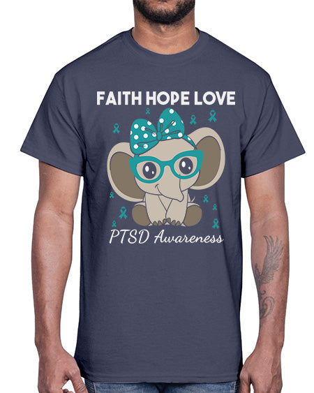 Elephant I Have PTSD Awareness 25#- PTSD- Cotton Tee