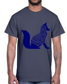 FoxMandalaUpdated 463#- mandala- Cotton Tee