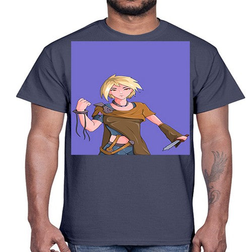 Girl hold knife 12#- anime- Cotton Tee