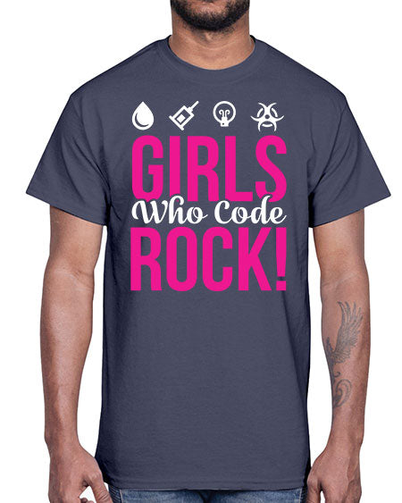 Girls Who Code Rock 247#- general science- Cotton Tee