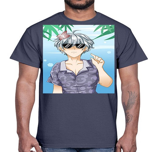 Handsome boy with sunglasses on the beach in summer holiday 44#- anime- Cotton Tee