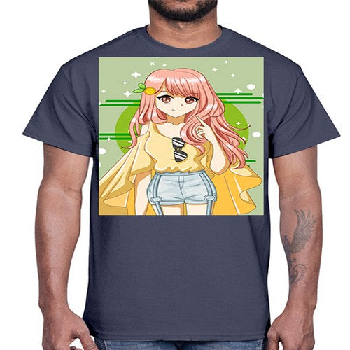 Happy and cute yellow blouse in summer holiday 43#- anime- Cotton Tee