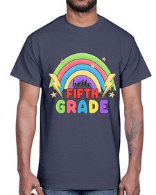Hello fifth Grade Rainbow 266#- fifth grade- Cotton Tee