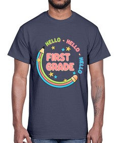 Hello first Grade Pencil 278#- first grade- Cotton Tee