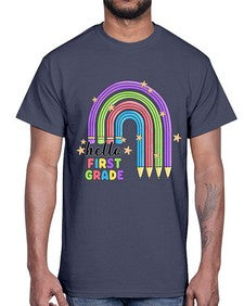 Hello first Grade Pencil Rainbow 279#- first grade- Cotton Tee