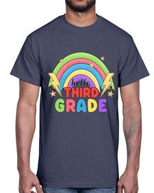 Hello third Grade Rainbow 348#- third grade- Cotton Tee