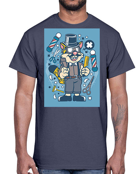 Hipster Barber Leopard835#- barber- Cotton Tee