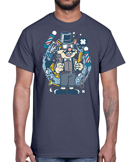 Hipster Barber Leopard836#- barber- Cotton Tee