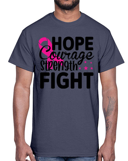 Hope Courage Strength Fight 21#- breast cancer- Cotton Tee