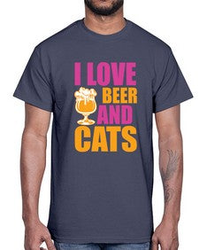 I Love Beer And Cats- cats- Cotton Tee