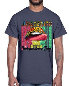 Juneteenth Independence Day Sexy Lip Png 11#- black juneteenth- Cotton Tee