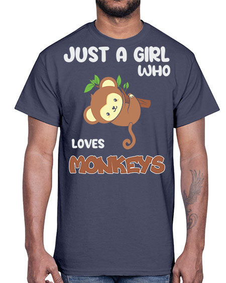Just a Girl Who Loves 8#- monkey- Cotton Tee