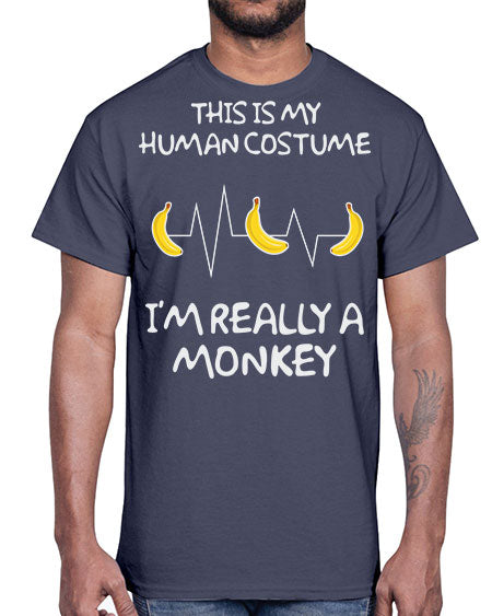 Monkey Human Costume Banana 15#- monkey- Cotton Tee