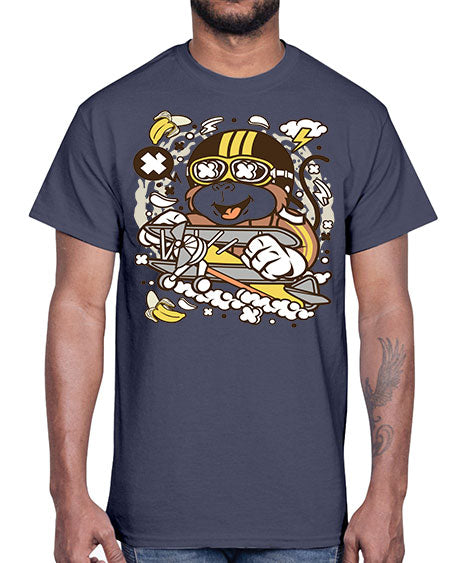 Monkey Pilot- monkey- Cotton Tee