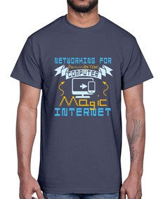 Networking for dummies your computer magic internet 22#- computer- Cotton Tee