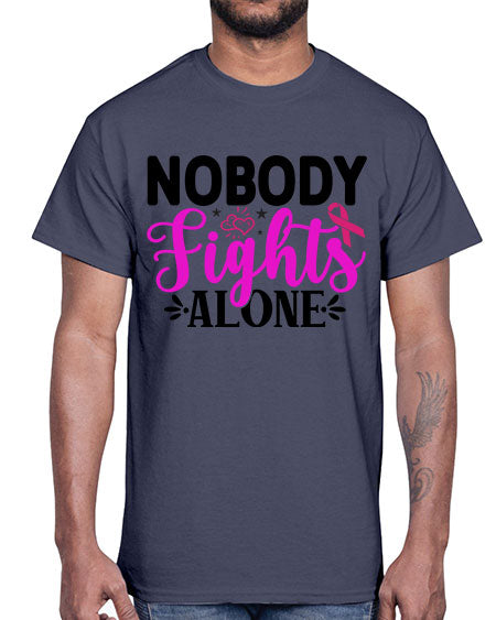 Nobody Fights Alone 12#- breast cancer- Cotton Tee