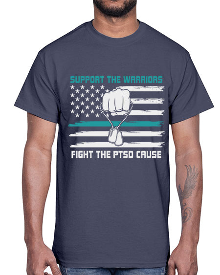PTSD Awareness Military Teal Ribbon 11#- PTSD- Cotton Tee