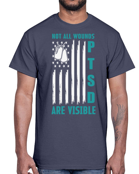 PTSD Awareness Not All Wounds 8#- PTSD- Cotton Tee