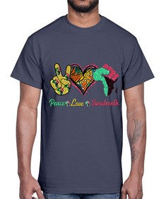 Peace Love Juneteenth Day Fist Png 8#- black juneteenth- Cotton Tee