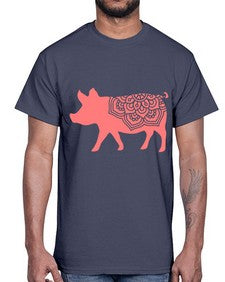 PigMandala 985#- mandala- Cotton Tee