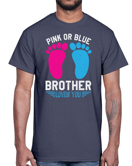 Pink or Blue brother loves you Style 185#- baby shower- Cotton Tee