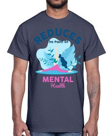 Reduces the Paint of Mental Health 495#- yoga- Cotton Tee
