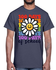 Retro Flower one hundred Days Of 752#- one hundred days- Cotton Tee