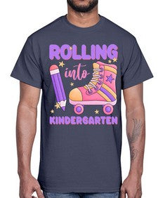 Rolling into Kindergarten 787#- kindergarten- Cotton Tee