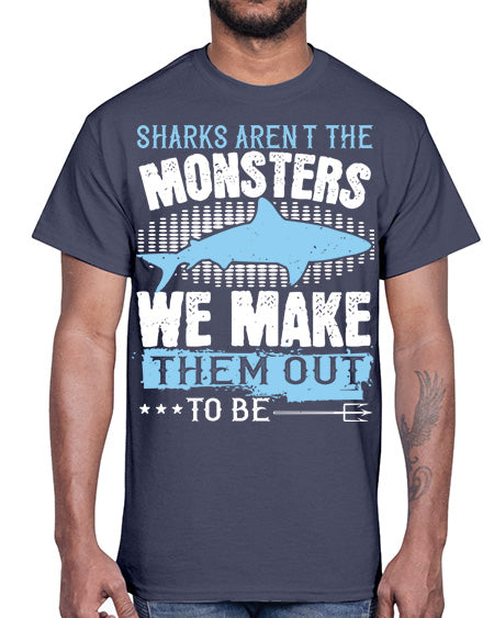 Sharks arent the monsters we make them out to be Style 26#- shark-fish- Cotton Tee