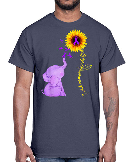 Sunflower Alzheimer Awareness shirt I Will Remember For You 215#- alzheimers- Cotton Tee