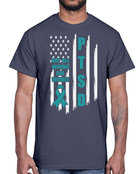 Veteran Not All Wounds Are 5#- PTSD- Cotton Tee